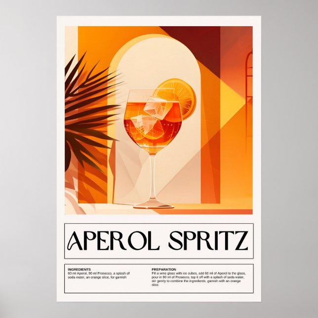 Affiche Cocktails vintages : Aperol Spritz (Devant)