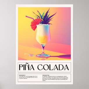 Affiche Cocktails vintages : Pina Colada