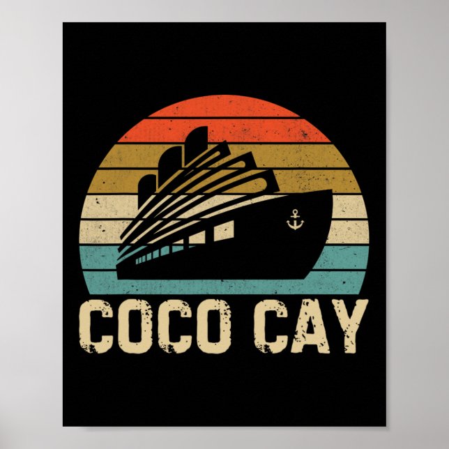 Affiche Coco Cay Byhamas Souvenirs Vintage Rétro  (Devant)