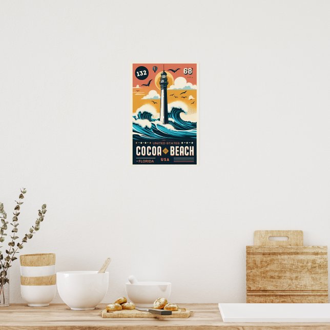 Affiche Cocoa Beach City Floride ligne de côte cadeaux (Cuisine)