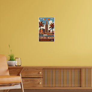 Affiche Cocoa Beach City Floride ligne de côte cadeaux