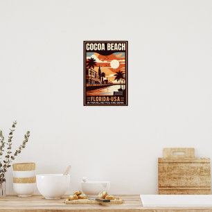 Affiche Cocoa Beach City Floride ligne de côte cadeaux