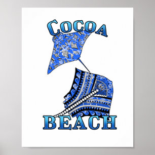 Affiche Cocoa Beach Florida Vacation Tribal Stingray
