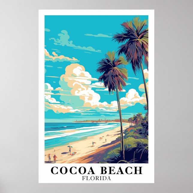Affiche Cocoa Beach Florida Vintage Travel Art (Devant)
