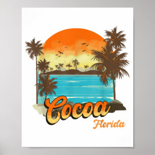 Affiche Cocoa Florida Beach Vacances été Palm Sunset