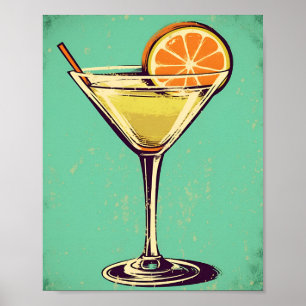 Affiche Coctail Margarita, rétro, couleur douce de la post