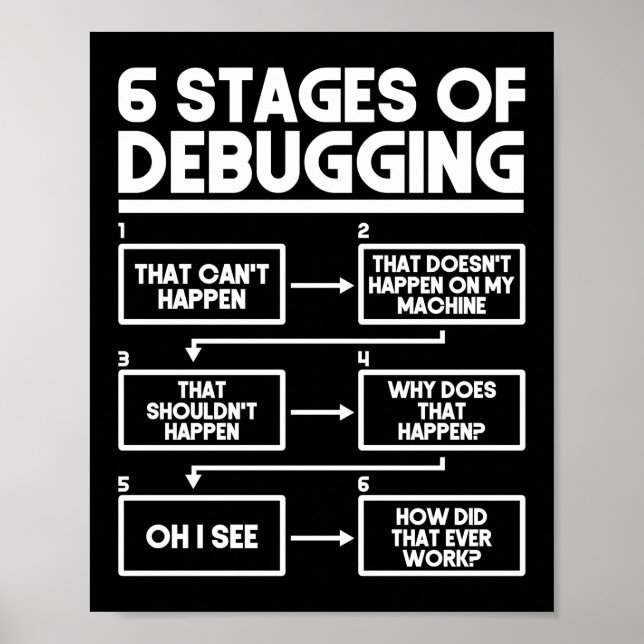 Affiche Codage Programmer 6 Étapes Du Débogage (Devant)