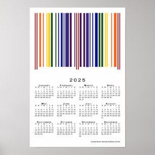Affiche Code barre arc-en-ciel 2025 Calendrier