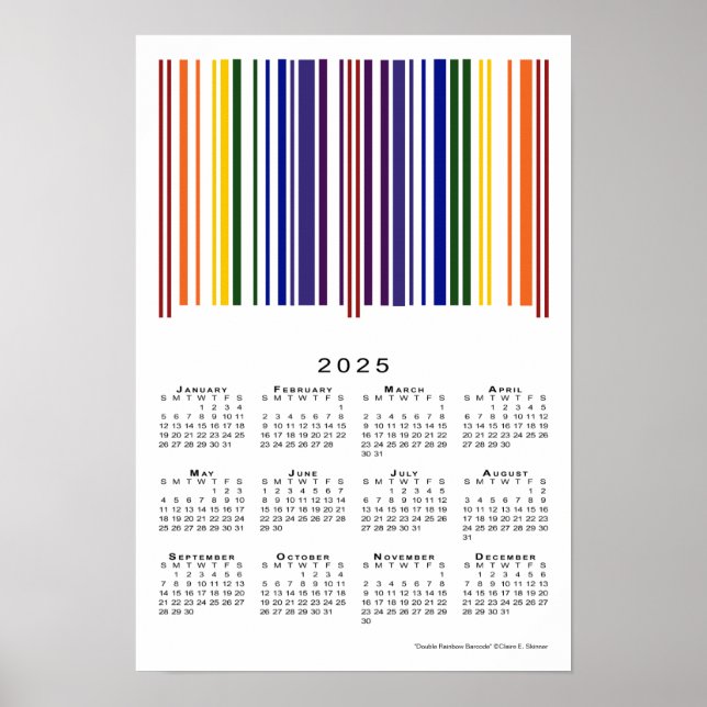 Affiche Code barre arc-en-ciel 2025 Calendrier (Devant)