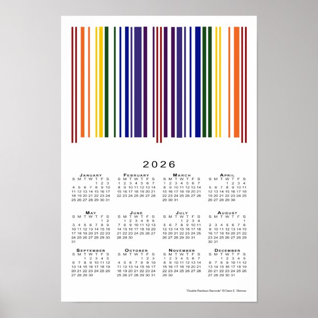 Affiche Code barre arc-en-ciel 2026 Calendrier (Devant)