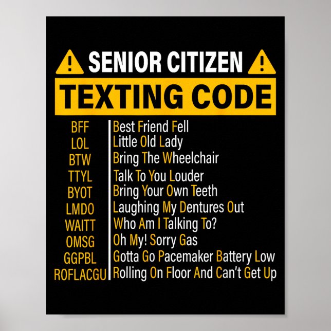 Affiche Code de SMS pour personnes âgées Cool Drôle Person (Devant)