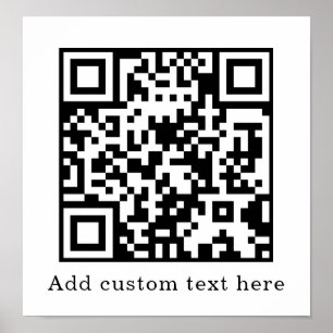 Affiche Code QR blanc personnalisé Affichage de texte mi