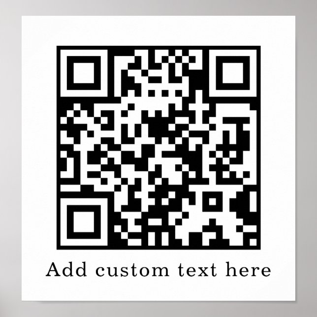 Affiche Code QR blanc personnalisé | Affichage de texte mi (Devant)