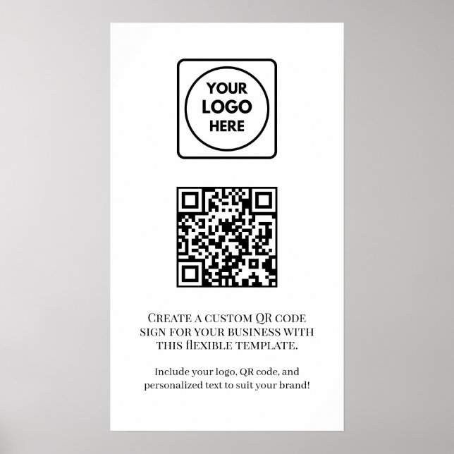 Affiche Code QR blanc personnalisé | Entreprise profession (Devant)