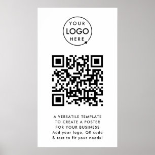Affiche Code QR   Business Logo Professionnel Simple Blanc