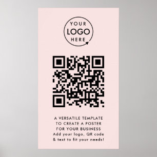 Affiche Code QR Business Logo Professionnel Simple Rose