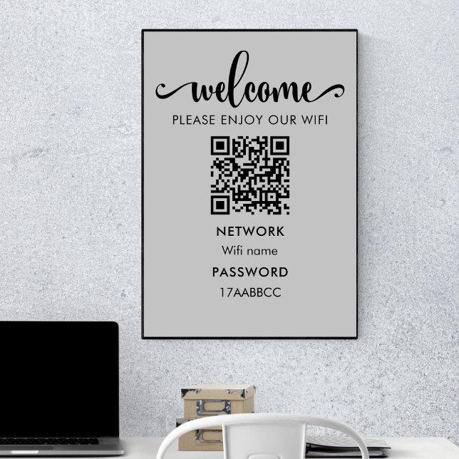 Affiche Code QR d'accueil WIFI | S'Il Vous Plaît Profitez  (Créateur téléchargé)
