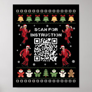 Affiche Code Qr Danse Trump Président Scanner Pour Instruc