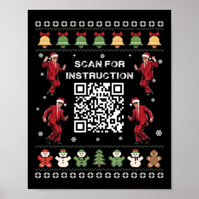 Affiche Code Qr Danse Trump Président Scanner Pour Instruc (Devant)