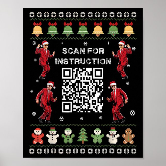 Affiche Code Qr Danse Trump Président Scannez Pour Instruc (Devant)
