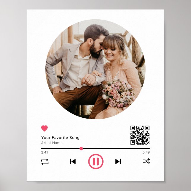 Affiche Code QR de musique de mariage Photo d'anniversaire (Devant)