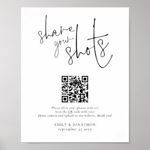 Affiche Code QR de pancarte de photo de mariage Partagez v