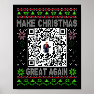 Affiche Code QR drôle de Noël moche Président Trump Danse