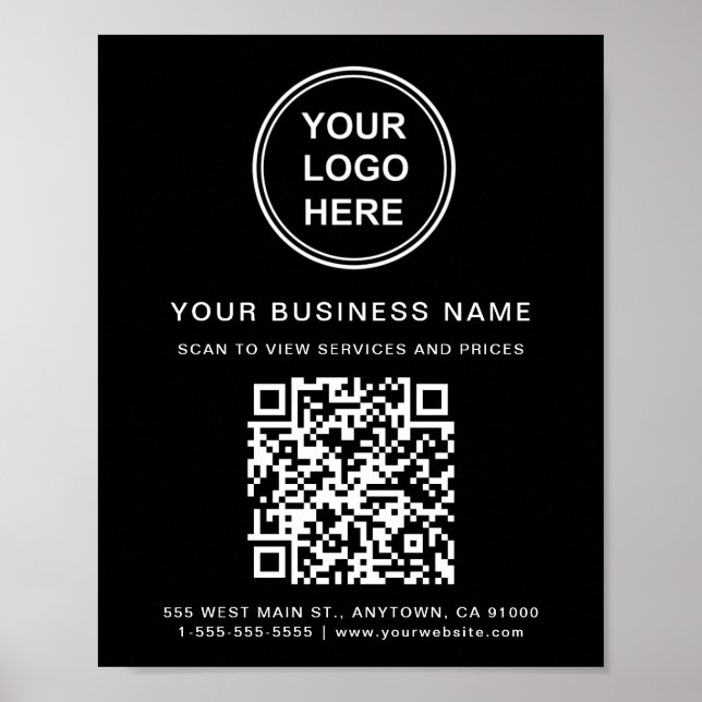 Affiche Code QR du logo de l'entreprise noir (Devant)
