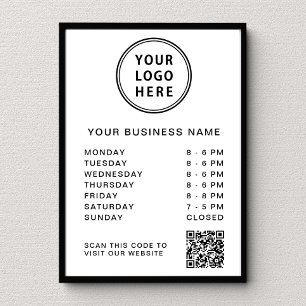 Affiche Code QR du logo des heures d'ouverture du site Web