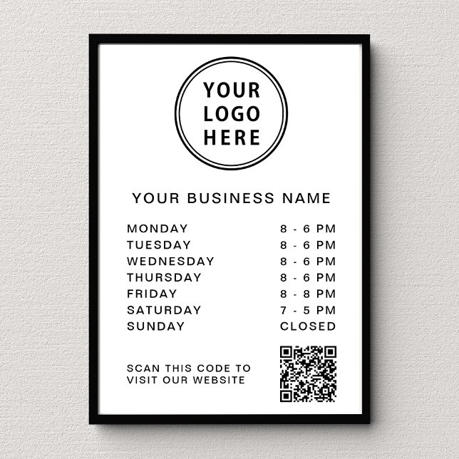 Affiche Code QR du logo des heures d'ouverture du site Web (Créateur téléchargé)