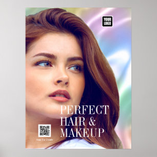Affiche Code QR du logo du salon de coiffure pour fille PA