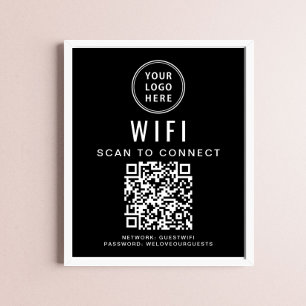 Affiche Code QR du réseau wifi du logo de l'entreprise Noi