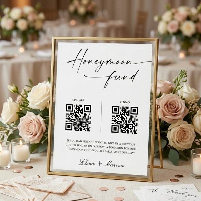 Affiche Code QR élégant pour le cadeau de mariage de lune  (Créateur téléchargé)