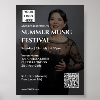 Affiche Code QR et logo du festival de musique d'été