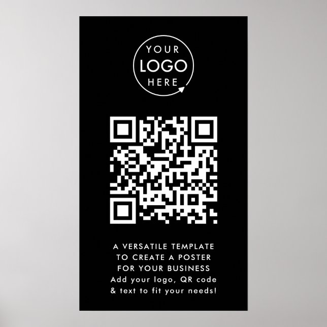 Affiche Code QR | Logo Professionnel Simple Noir (Devant)
