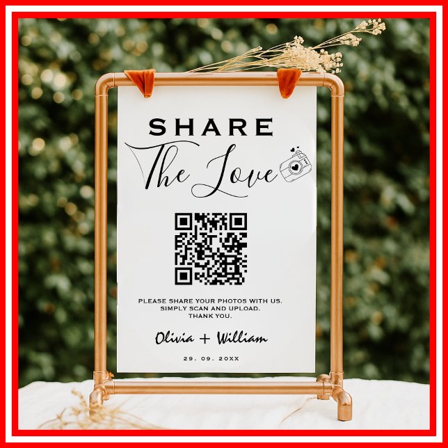 Affiche Code QR moderne | Panneau de mariage « Partagez l' (Créateur téléchargé)