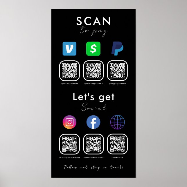 Affiche Code QR Multi Se Connecter Avec Nous Analyser Pour (Devant)