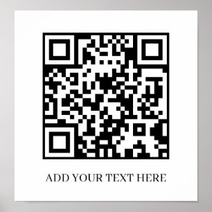 Affiche Code QR noir personnalisé Affichage de texte min