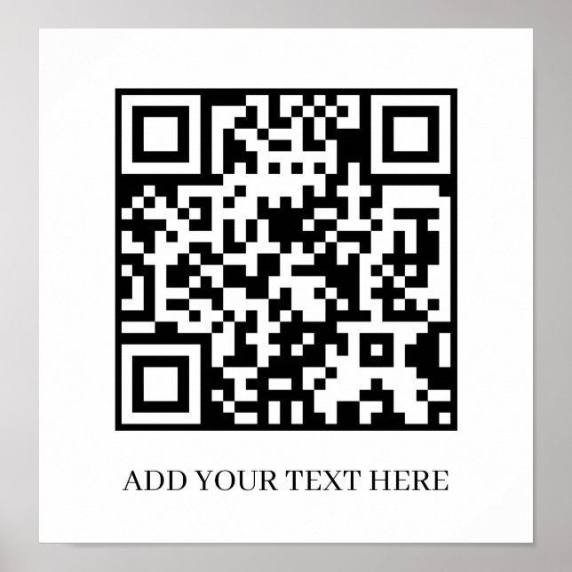 Affiche Code QR noir personnalisé | Affichage de texte min (Devant)