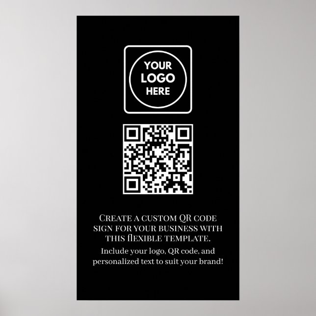 Affiche Code QR noir personnalisé | Entreprise professionn (Devant)