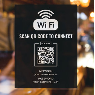 Affiche Code QR personnalisé Mot de passe Internet noir et