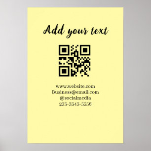 Affiche code QR personnalisé simple ajoutez votre nom text