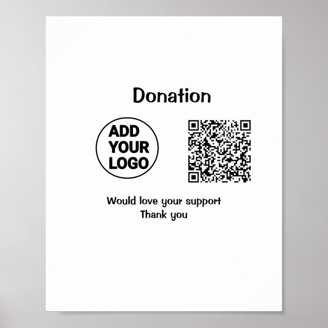 Affiche Code QR simple minimal ajouter logo texte médias s (Devant)
