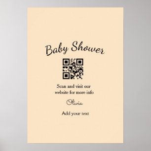 Affiche Code QR simple pour baby shower avec nom et texte