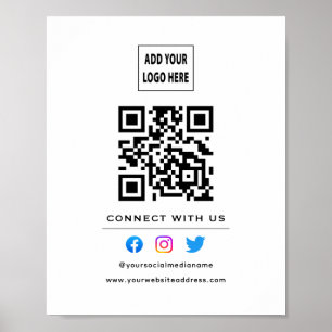 Affiche Code QR Suivez Scan Pour Nous Connecter Blanc Noir