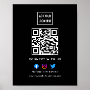 Affiche Code QR Suivez Scan Pour Nous Connecter Noir Blanc