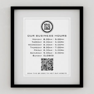 Affiche Code QR Texte de Votre Logo Heures d'Ouverture d'E