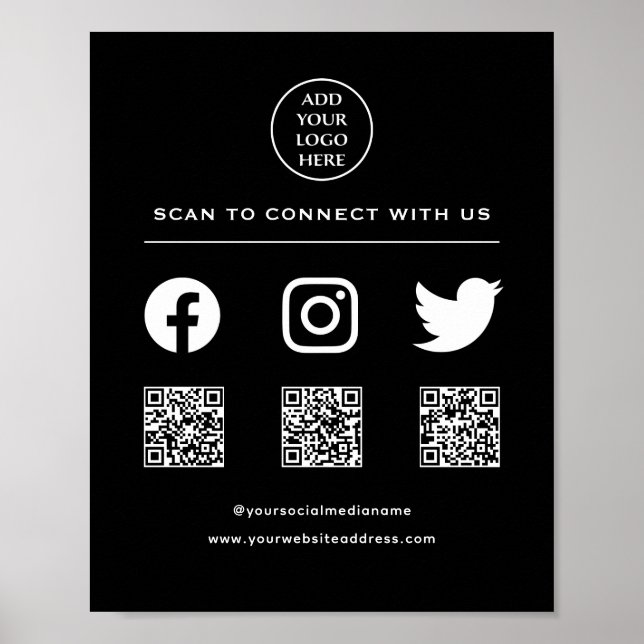 Affiche Code QR Votre logo Suivez Scannez-moi Connectez-vo (Devant)
