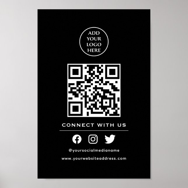 Affiche Code QR Votre logo Suivez Scannez pour vous connec (Devant)