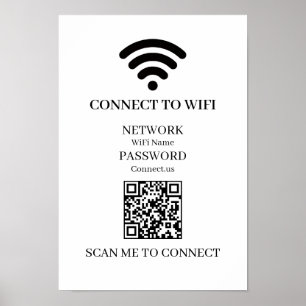 Affiche Code QR WiFi personnalisé   Affichage de scan de r